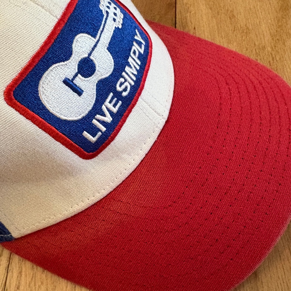 Patagonia Live Simply Guitar SnapBack trucker hat red white blue